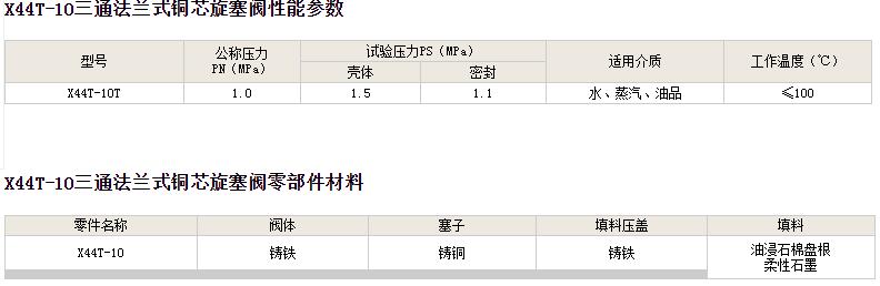 三通法兰式铜芯旋塞阀